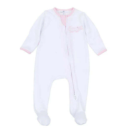 MB Gator Applique Zip Footie-Pink