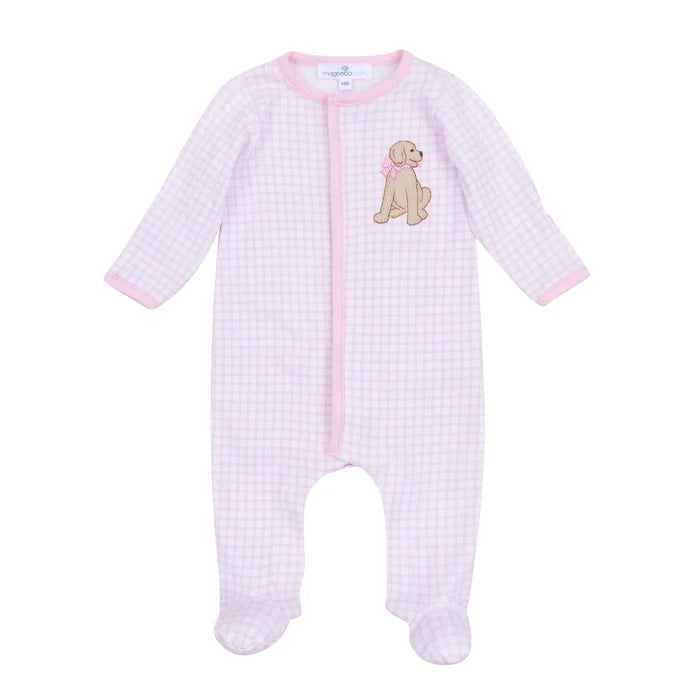 MB Puppy Playtime Applique Footie-Pink