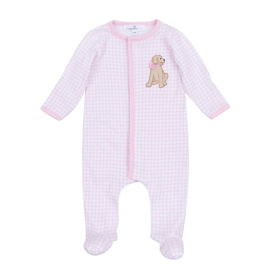 MB Puppy Playtime Applique Footie-Pink