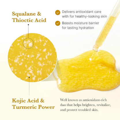Medicube Kojic Acid Turmeric Niacinamide Serum 30ml with Squalane and Thioctic Acid for radiant skin.
