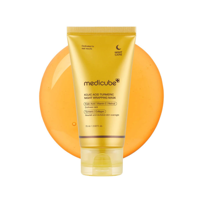 MEDICUBE Kojic Acid Turmeric Overnight Wrapping Peel Off Mask - naktinė veido kaukė