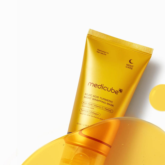 MEDICUBE Kojic Acid Turmeric Overnight Wrapping Peel Off Mask - naktinė veido kaukė