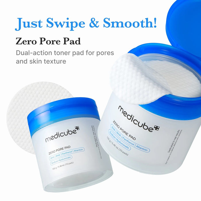 medicube Zero Pore Pad 2.0 dual-action toner pads for refining pores and skin texture
