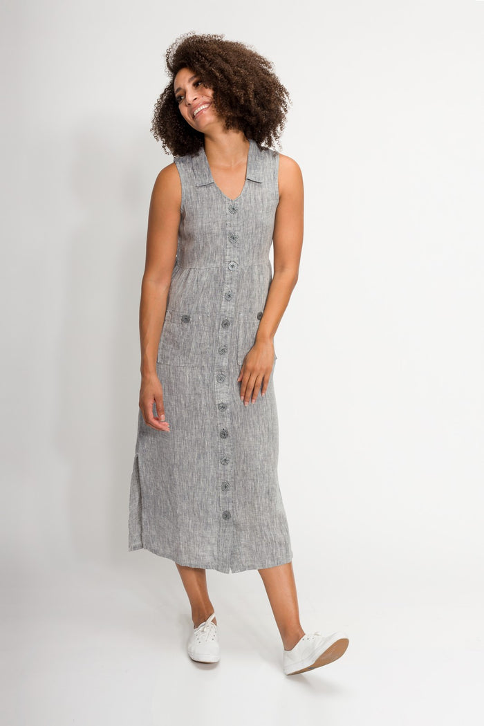Melania | Women's Stain Resistant Linen Sleeveless Dress