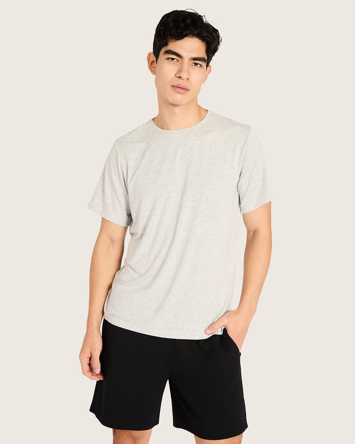 Men's Base Layer Crew Neck T-Shirt - Light Grey Marl