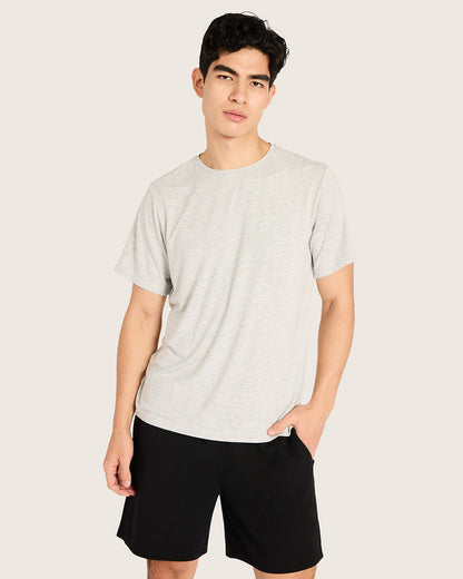 Men's Base Layer Crew Neck T-Shirt - Light Grey Marl