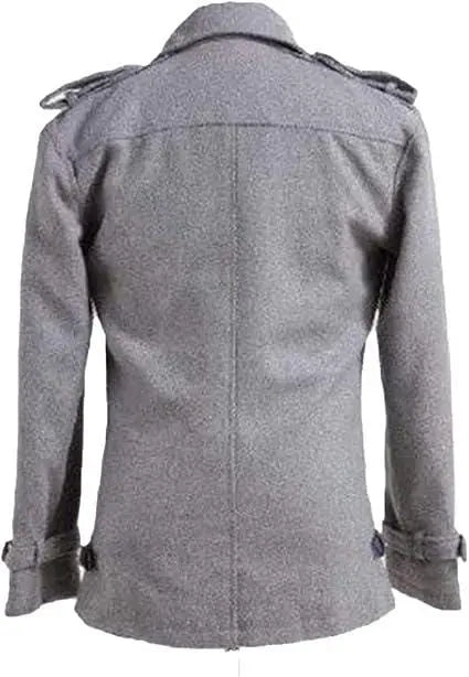 Edward Cullen Twilight Wool Coat: Vintage Grey Peacoat, Vampire Cosplay - Duazan