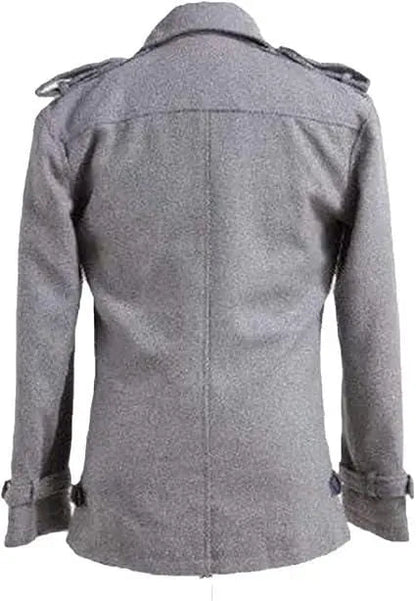 Edward Cullen Twilight Wool Coat: Vintage Grey Peacoat, Vampire Cosplay - Duazan