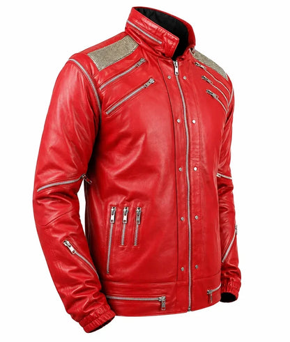 Men's Michael Jackson Beat It Red Leather Jacket — MJ Inspired Music Icon Jacket | Leveljacket - Leveljacket