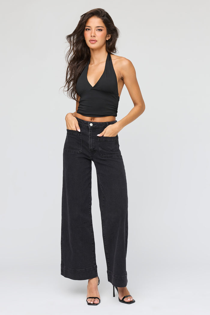 Mid Rise Wide Leg Jean