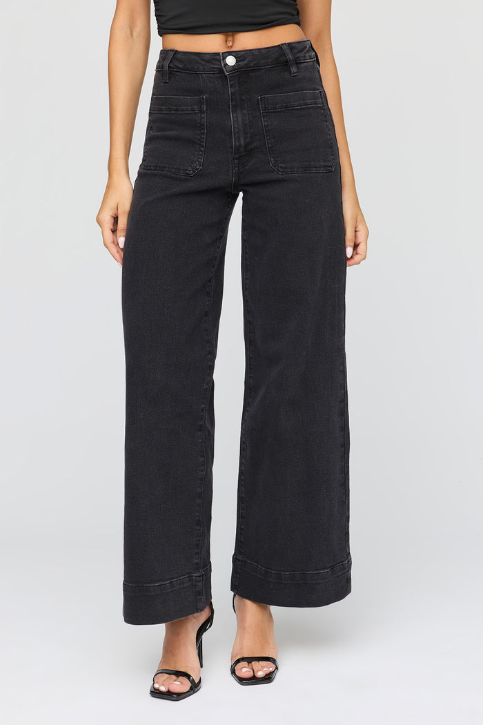 Mid Rise Wide Leg Jean