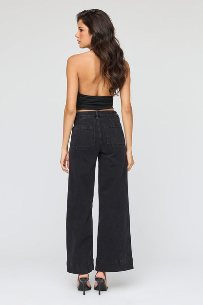 Mid Rise Wide Leg Jean