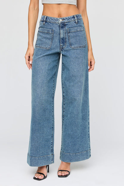 Mid Rise Wide Leg Jean