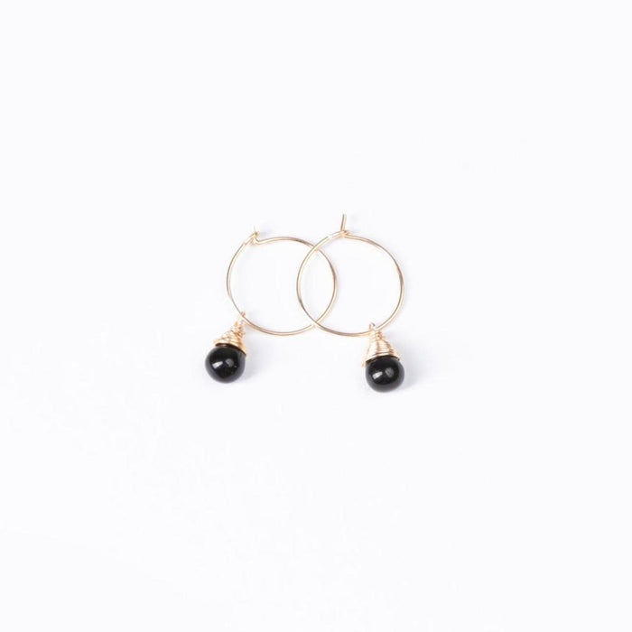 Midnight Black Charm Mini-Hoop Earrings