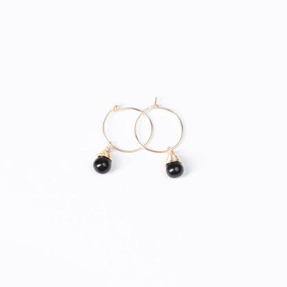 Midnight Black Charm Mini-Hoop Earrings