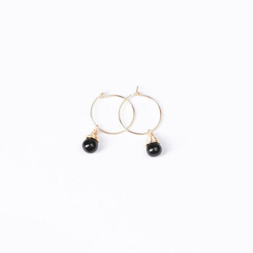 Midnight Black Charm Mini-Hoop Earrings