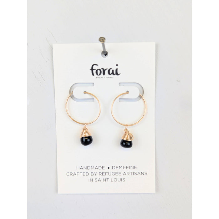 Midnight Black Charm Mini-Hoop Earrings