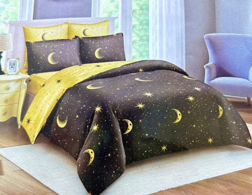 Moon & Stars Duvet Set 5x6 - Black & Yellow