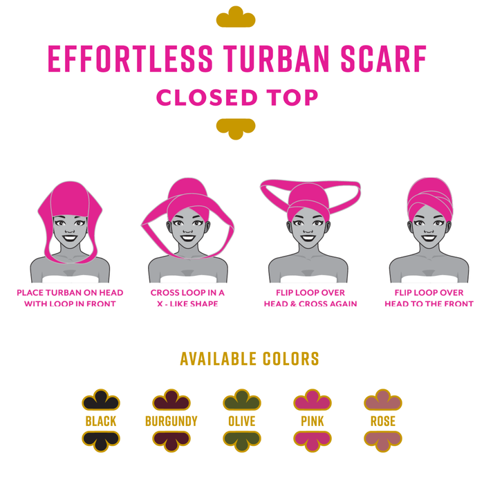 Ms. Remi Effortless Turban Scarf Close Top, 1 Count, Black