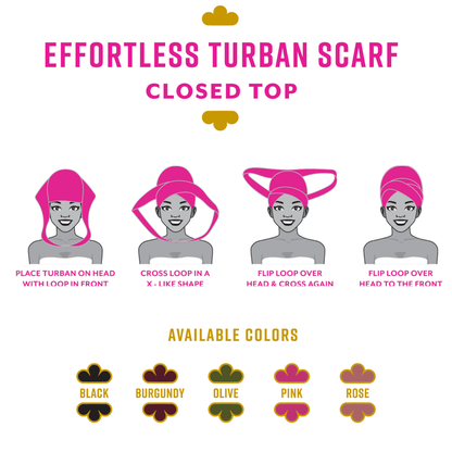 Ms. Remi Effortless Turban Scarf Close Top, 1 Count, Olive & Burgundy