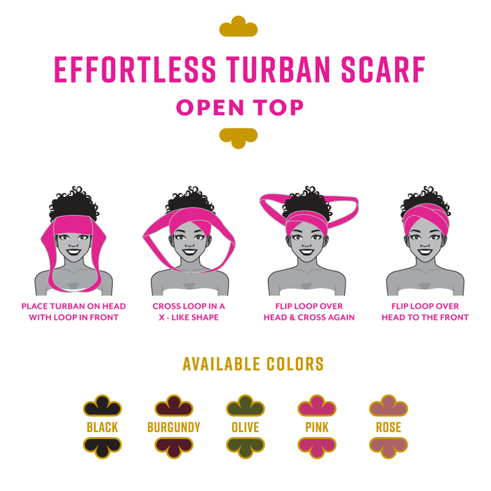 Ms. Remi Effortless Turban Scarf Open Top, 1 Count, Rose & Pink