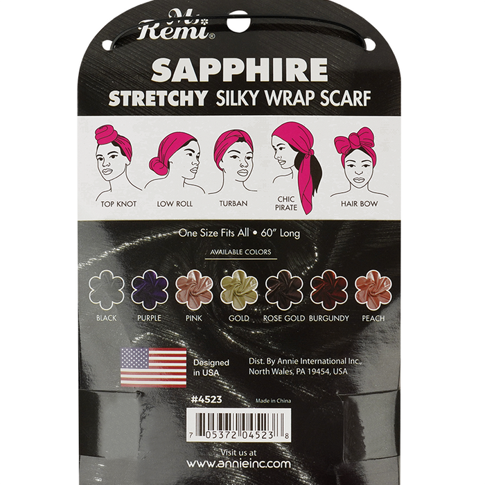 Ms. Remi Sapphire Silky Wrap Scarf 60 Inch, 1 Count, Black