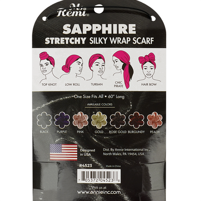 Ms. Remi Sapphire Silky Wrap Scarf 60 Inch, 1 Count, Black