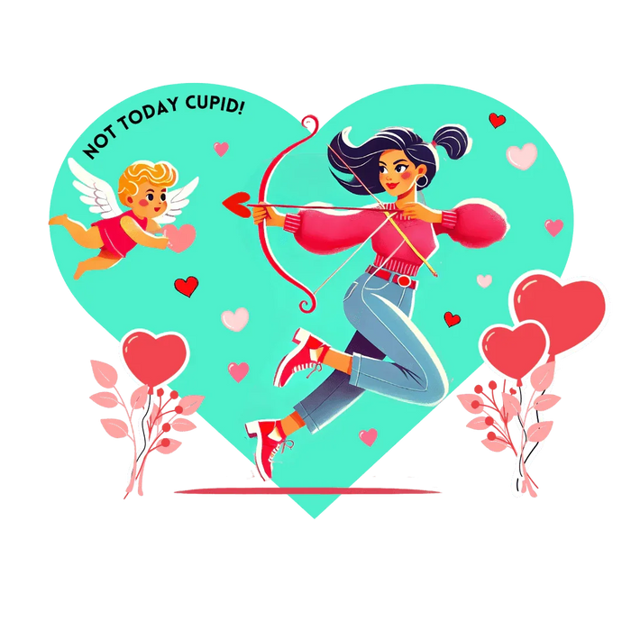 💖 Not Today Cupid! 💘 Women's Boyfriend Tee ✨ Love on your own terms! - Whippie's