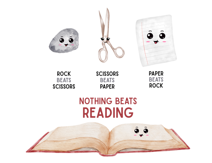 Nothing Beats Reading: Rock, Paper, Book Unisex Tee - Whippie's