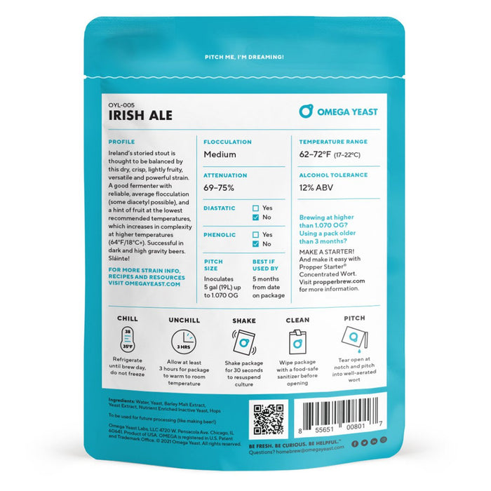Omega Yeast OYL-005 Irish Ale Back