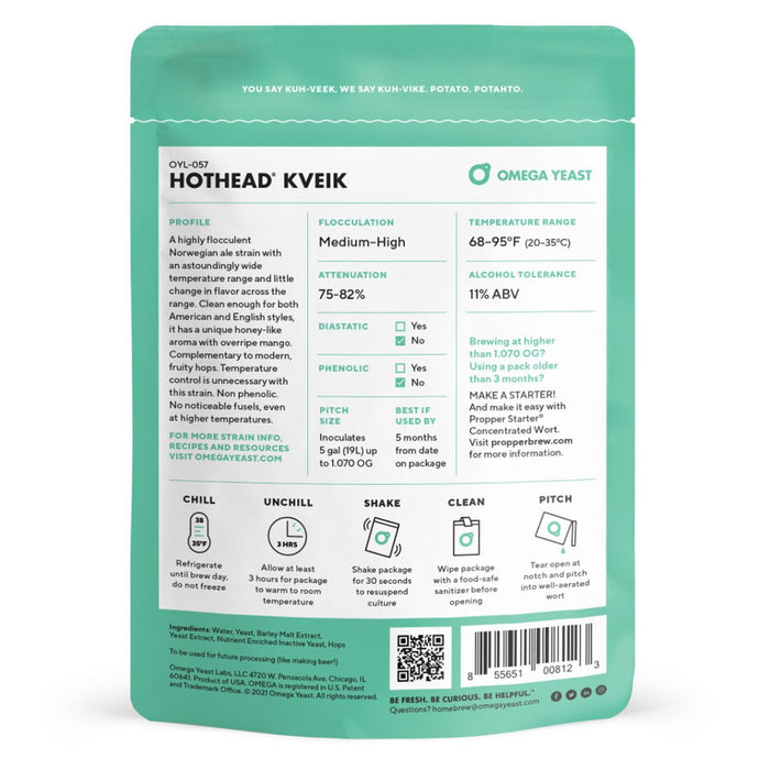 Omega Yeast OYL-057 - HotHead Ale Kveik Strain Back