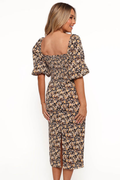 Petal and Pup USA DRESSES Oona Midi Dress - Black Ditsy Floral