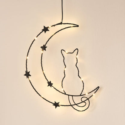 Osby Black Cat & Moon LED Halloween Silhouette Decoration