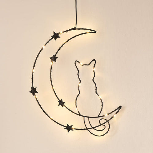 Osby Black Cat & Moon LED Halloween Silhouette Decoration