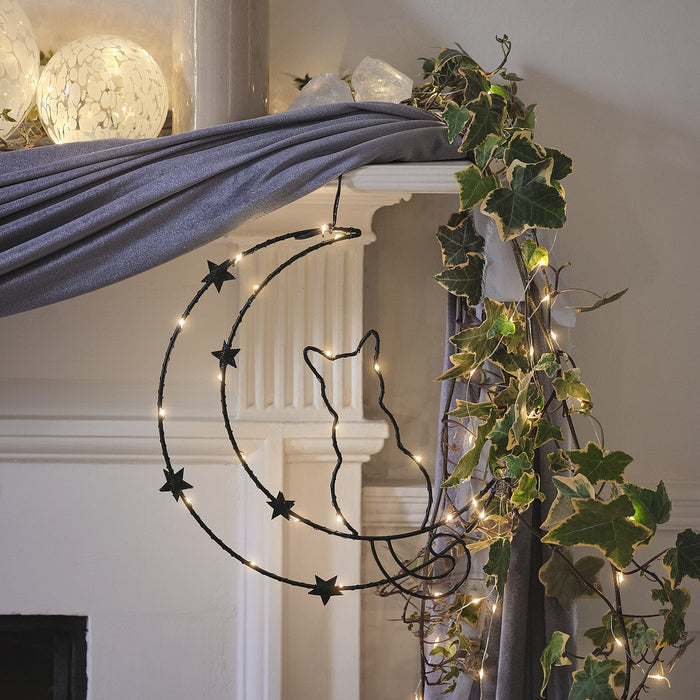 Osby Black Cat & Moon LED Halloween Silhouette Decoration