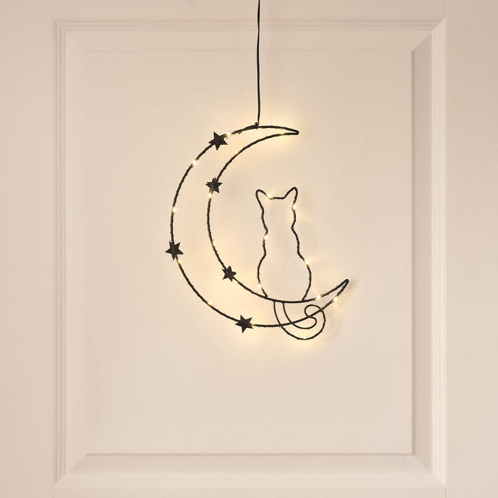 Osby Black Cat & Moon LED Halloween Silhouette Decoration