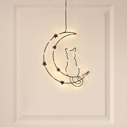 Osby Black Cat & Moon LED Halloween Silhouette Decoration