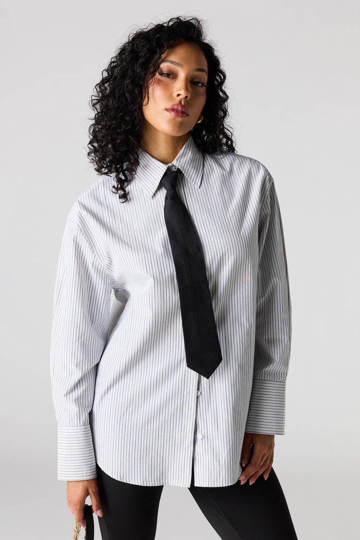 Oversized Button-Up Top & Tie