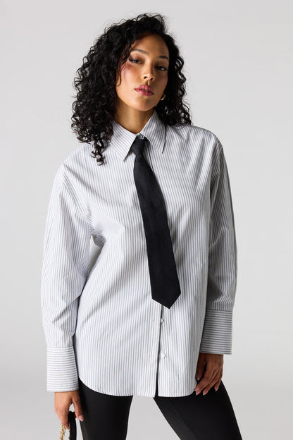 Oversized Button-Up Top & Tie