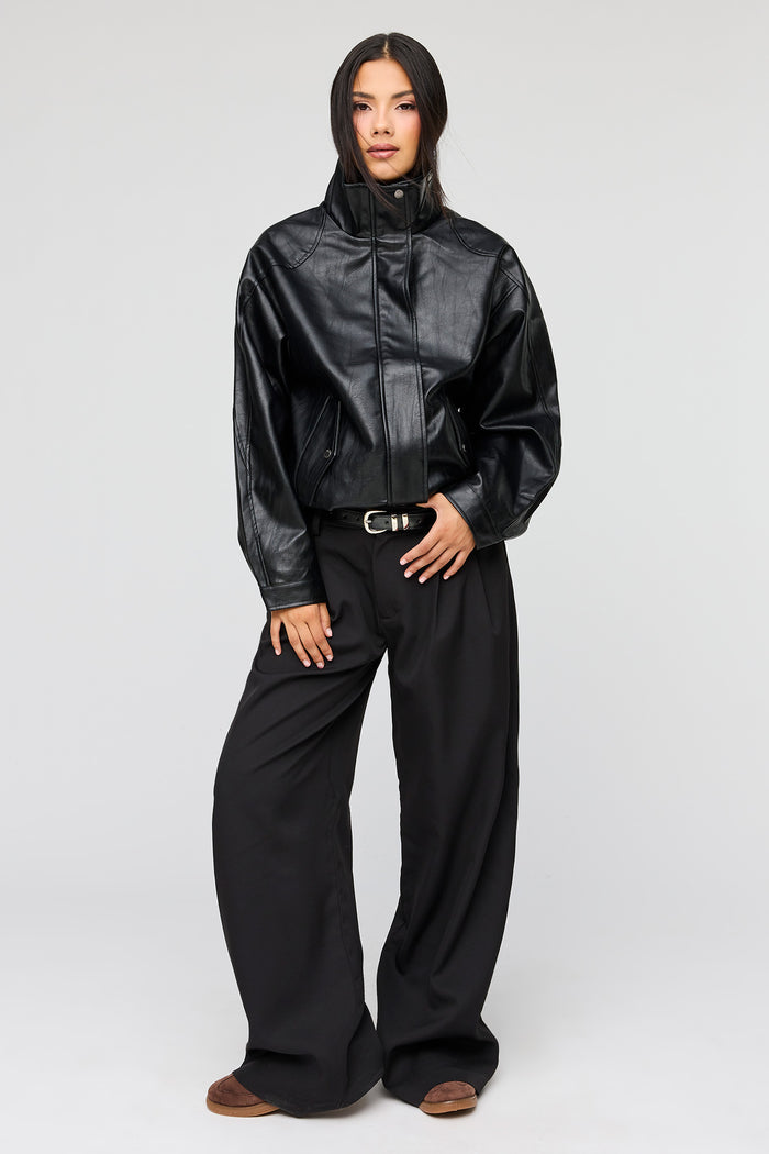 Oversized Faux Leather Jacket