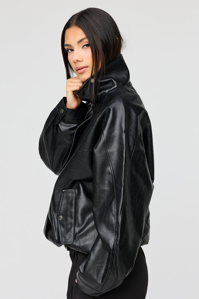 Oversized Faux Leather Jacket