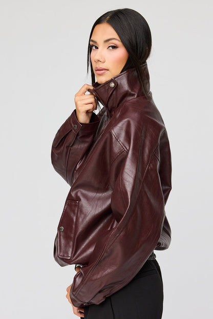 Oversized Faux Leather Jacket