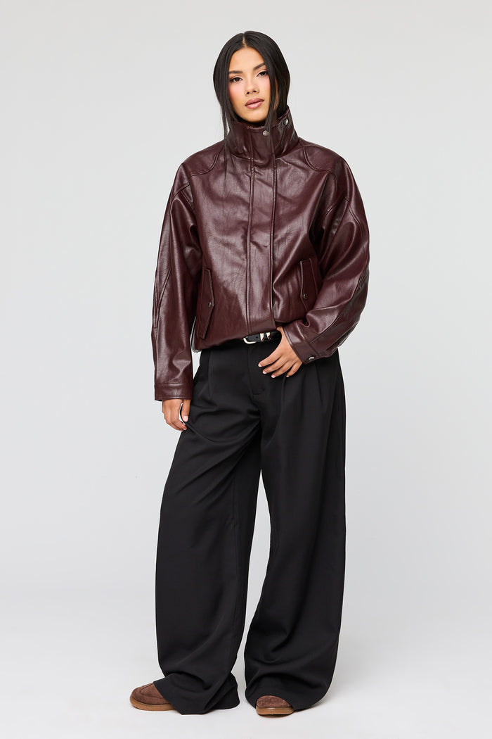 Oversized Faux Leather Jacket