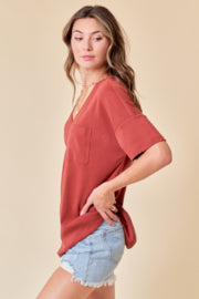 Oversized V-Neck Knit Top