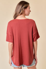 Oversized V-Neck Knit Top
