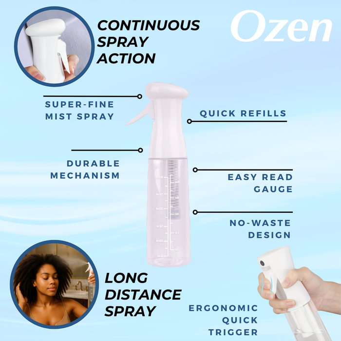 Ozen Continuous Spray Bottle 11oz, 1 Count, Clear