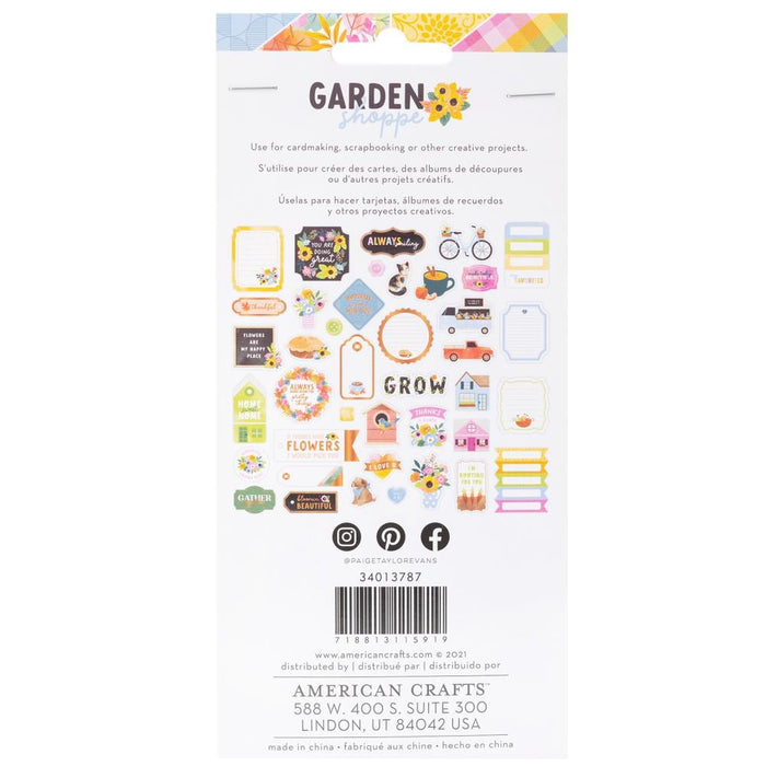 Paige Evans - Ephemera Cardstock Die-Cuts - Garden Shoppe - Icons - W/Copper Foil Accents. This package includes 40 die-cut cardstock pieces. Available at Embellish Away located in Bowmanville Ontario Canada.