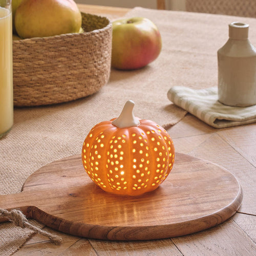 Painted Porcelain LED Pumpkin Decoration