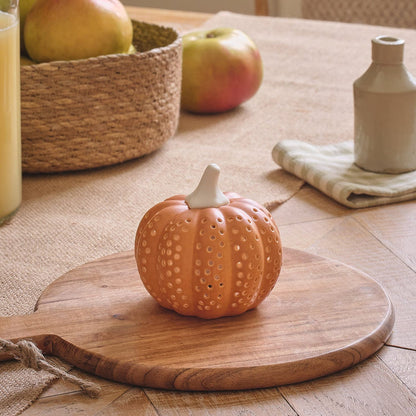 Painted Porcelain LED Pumpkin Decoration