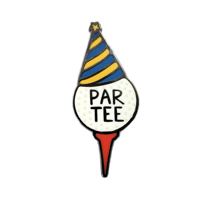 Kolorspun Pins Par Tee Golf enamel pin featuring a detailed golf-themed design on a metallic pin backing.